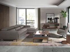 Outlet Sofá relax chaise longue direito em pele cinzenta escura 6126 Sofá