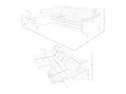 Discount Sofá relaxante com chaise longue esquerda em pele preta 6206 Sofá
