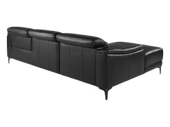 Discount Sofá relaxante com chaise longue esquerda em pele preta 6206 Sofá