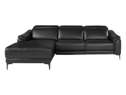Discount Sofá relaxante com chaise longue esquerda em pele preta 6206 Sofá