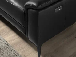 Discount Sofá relaxante com chaise longue esquerda em pele preta 6206 Sofá
