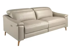 Angel Cerda Sofá*Sofá relaxante de 3 lugares em pele cinzenta taupe 6190 Bege