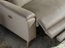 Angel Cerda Sofá*Sofá relaxante de 3 lugares em pele cinzenta taupe 6190 Bege