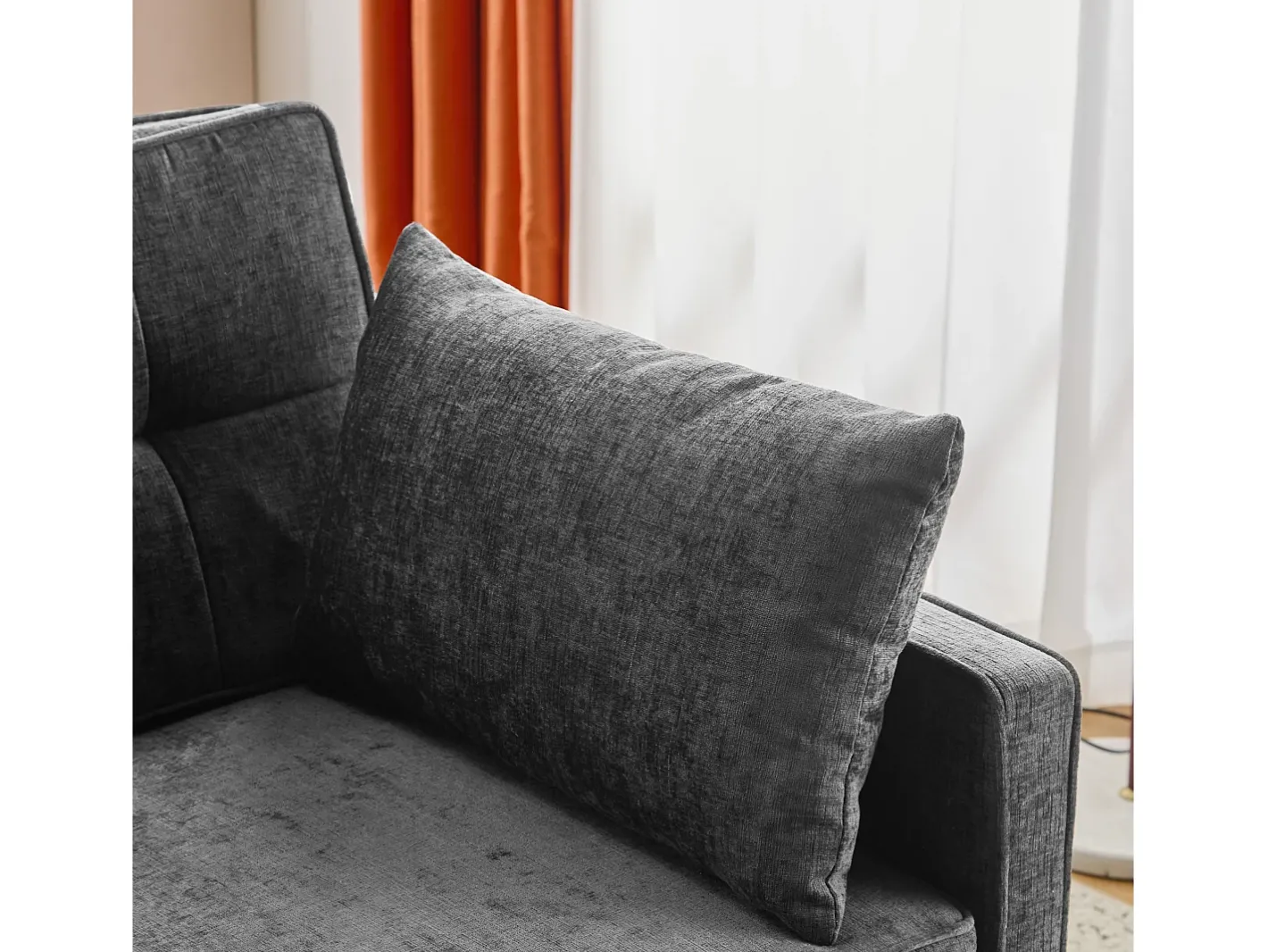 Sale Sofá 142x79x85 cm - Encosto ajustável - Veludo chenille - Com 2 almofadas - Sofá