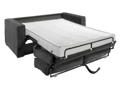 Vente-unique Sofá*Sofá-cama 160 cm veludo canelado antracite assento memória de forma ripas largas 14 cm LORETO Cinza antracite