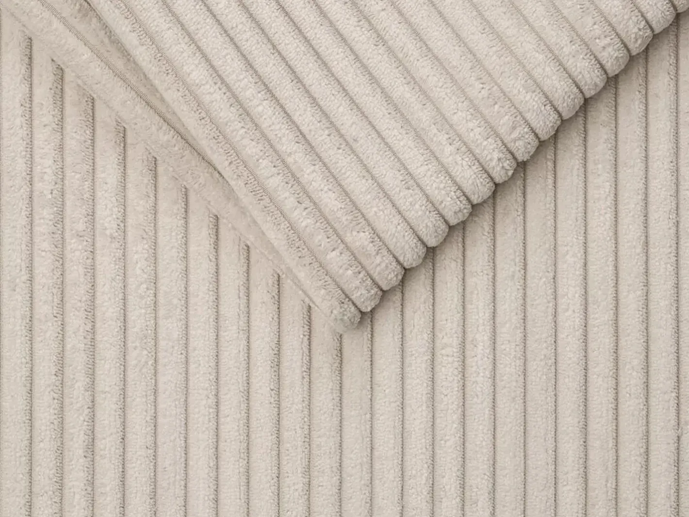 Vente-unique Sofá*Sofá-cama 140 cm veludo canelado assento memória de forma ripas largas 14 cm LORETO Bege