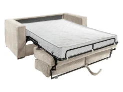 Vente-unique Sofá*Sofá-cama 140 cm veludo canelado assento memória de forma ripas largas 14 cm LORETO Bege