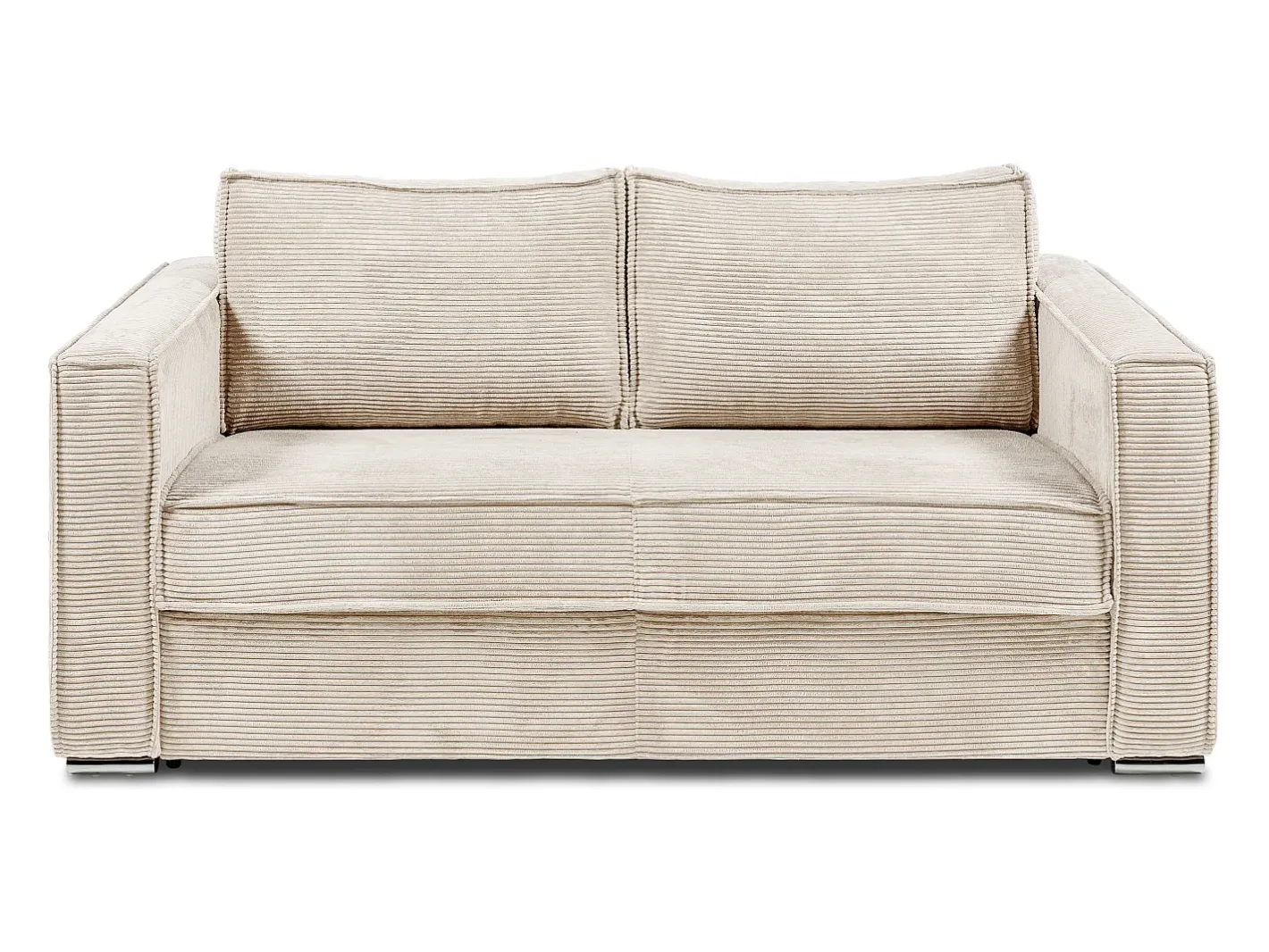 Vente-unique Sofá*Sofá-cama 140 cm veludo canelado assento memória de forma ripas largas 14 cm LORETO Bege