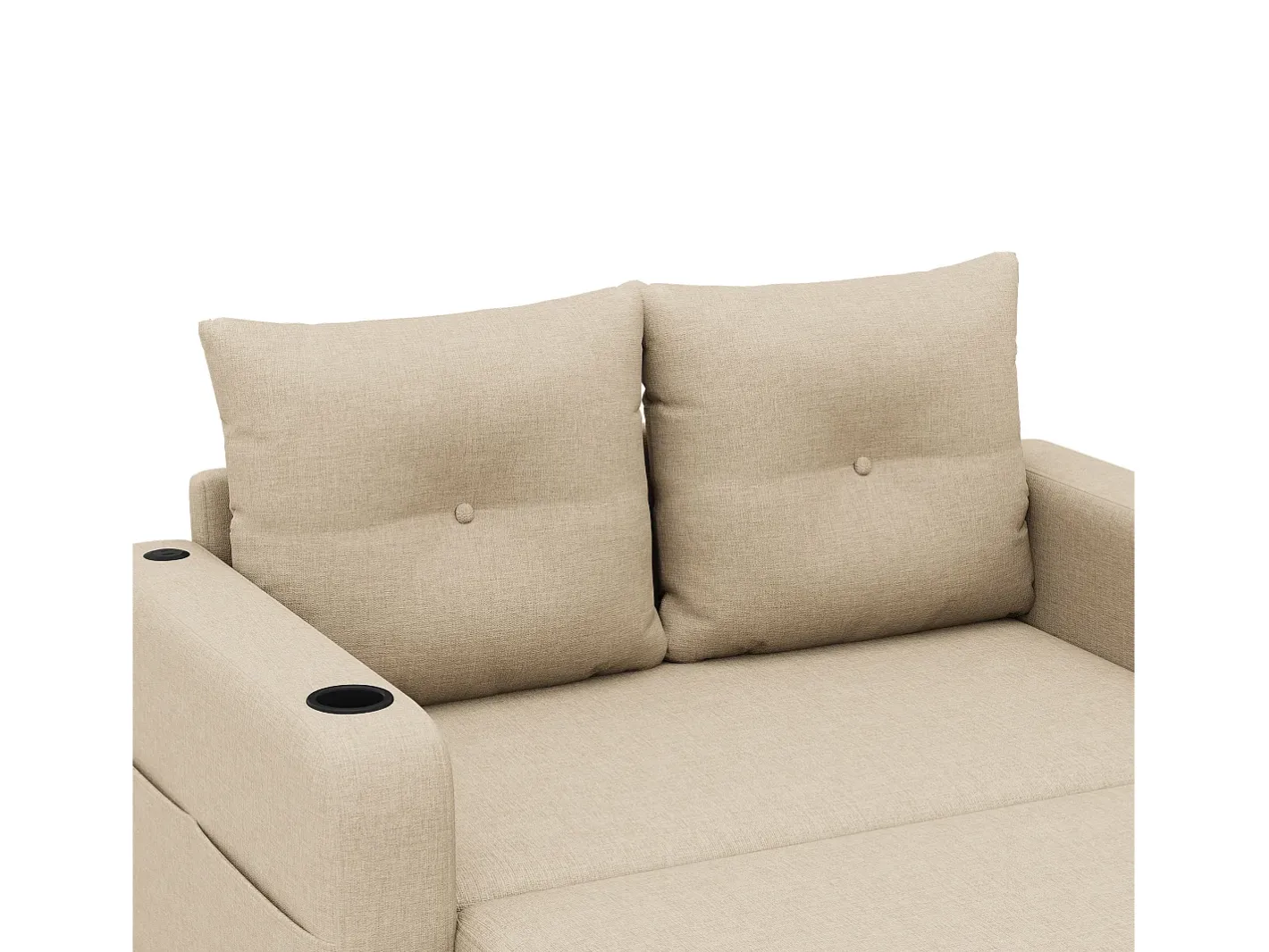 Hot Sofá-cama 2 lugares 3 em 1 - Modelo desdobrável - Porta-copos e bolso lateral - Almofada de encosto - Porta USB - algodão e linho - Sofá