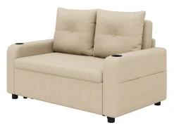 Hot Sofá-cama 2 lugares 3 em 1 - Modelo desdobrável - Porta-copos e bolso lateral - Almofada de encosto - Porta USB - algodão e linho - Sofá