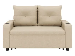 Hot Sofá-cama 2 lugares 3 em 1 - Modelo desdobrável - Porta-copos e bolso lateral - Almofada de encosto - Porta USB - algodão e linho - Sofá