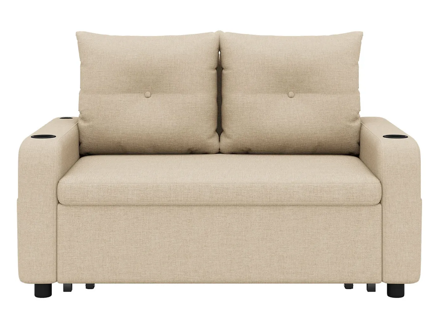 Hot Sofá-cama 2 lugares 3 em 1 - Modelo desdobrável - Porta-copos e bolso lateral - Almofada de encosto - Porta USB - algodão e linho - Sofá