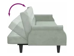 vidaxl Sofá*Sofá-cama 2 lugares c/ almofadas e apoio pés veludo cinza-claro Cinzento