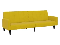 Sofá*Sofá-cama 2 lugares c/ apoio de pés veludo PT824774 Amarelo