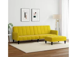 Sofá*Sofá-cama 2 lugares c/ apoio de pés veludo PT824774 Amarelo