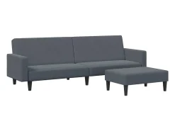 vidaxl Sofá*Sofá-cama 2 lugares c/ apoio de pés veludo -escuro Cinzento