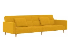 vidaxl Sofá*Sofá-cama 2 lugares com duas almofadas tecido Amarelo