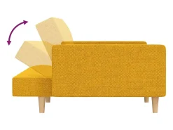 vidaxl Sofá*Sofá-cama 2 lugares com duas almofadas tecido Amarelo