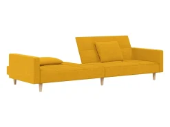 vidaxl Sofá*Sofá-cama 2 lugares com duas almofadas tecido Amarelo