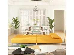 Sofá-cama 2 lugares com duas almofadas tecido PT711266^ Sale