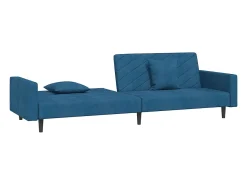 vidaxl Sofá*Sofá-cama 2 lugares com duas almofadas veludo Azul