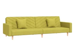 vidaxl Sofá*Sofá-cama 2 lugares com duas almofadas tecido Verde