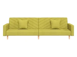 vidaxl Sofá*Sofá-cama 2 lugares com duas almofadas tecido Verde