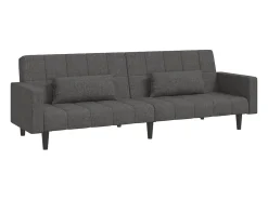 vidaxl Sofá*Sofá-cama 2 lugares com duas almofadas tecido -escuro Cinzento