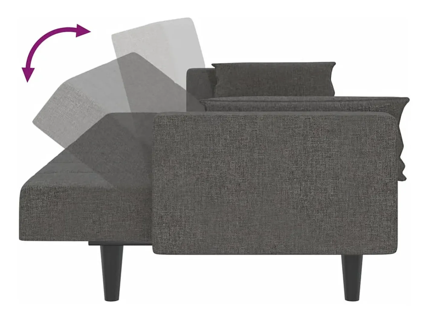 vidaxl Sofá*Sofá-cama 2 lugares com duas almofadas tecido -escuro Cinzento