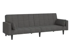 vidaxl Sofá*Sofá-cama 2 lugares com duas almofadas tecido -escuro Cinzento