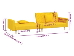 Sofá-cama 2 lugares com duas almofadas tecido*vidaxl Clearance