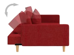 vidaxl Sofá*Sofá-cama 2 lugares com duas almofadas tecido tinto Vermelho