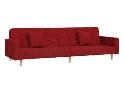 vidaxl Sofá*Sofá-cama 2 lugares com duas almofadas tecido tinto Vermelho