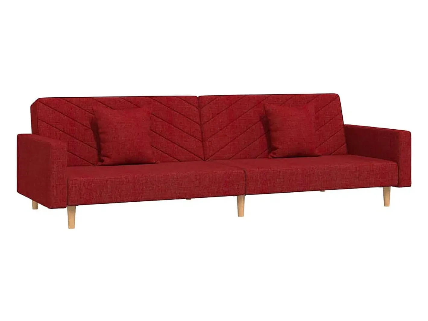 vidaxl Sofá*Sofá-cama 2 lugares com duas almofadas tecido tinto Vermelho
