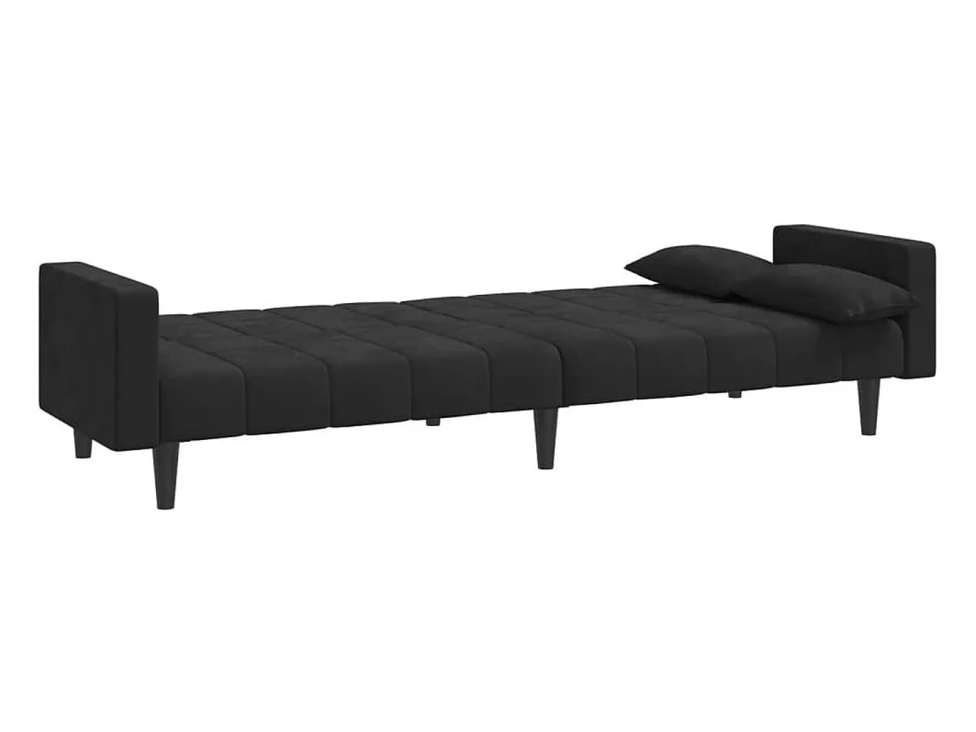 vidaxl Sofá*Sofá-cama 2 lugares com duas almofadas veludo Preto