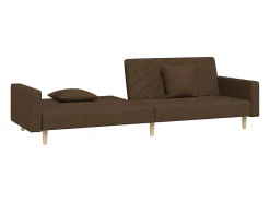vidaxl Sofá*Sofá-cama 2 lugares com duas almofadas tecido Castanho