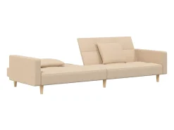 vidaxl Sofá*Sofá-cama 2 lugares com duas almofadas tecido cor Creme