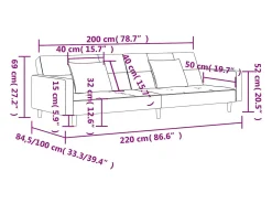 vidaxl Sofá*Sofá-cama 2 lugares com duas almofadas tecido cor Creme