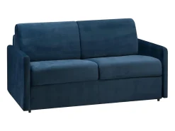 Vente-unique Sofá*Sofá-cama abertura rápida 2 lug. colchão de 18cm veludo azul CALIFE Azul escuro