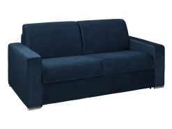 Vente-unique Sofá*Sofá-cama abertura rápida 3 lug. colchão de 18 cm veludo azul CALITO Azul escuro