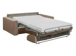 Vente-unique Sofá*Sofá-cama abertura rápida 3 lugares colchão de 14 cm veludo CALITO Bege
