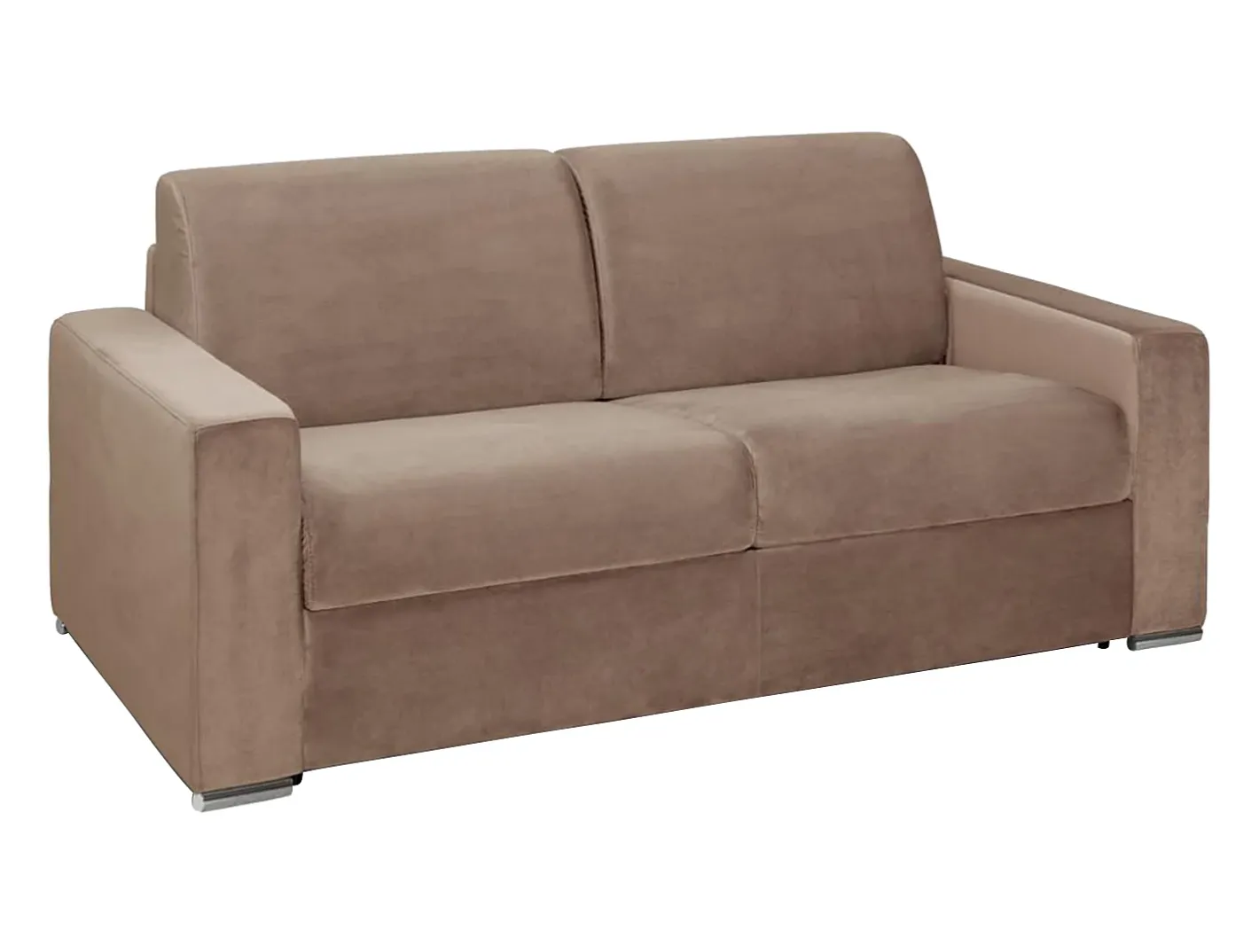 Vente-unique Sofá*Sofá-cama abertura rápida 3 lugares colchão de 14 cm veludo CALITO Bege