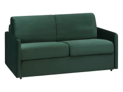 Vente-unique Sofá*Sofá-cama abertura rápida 2 lug. colchão de 18cm veludo verde CALIFE Verde pinho