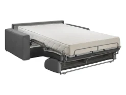 Vente-unique Sofá*Sofá-cama abertura rápida 2 lug. colchão de 22cm veludo cinzento CALITO Cinza antracite