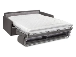 Vente-unique Sofá*Sofá-cama abertura rápida em couro sintético cinza assento memória de forma 160 cm colchão 14 cm CALIFE Cinzento