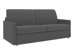 Vente-unique Sofá*Sofá-cama abertura rápida em tecido assento com assento de memória de forma 140 cm colchão 18 cm CALIFE Cinzento