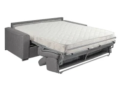 Vente-unique Sofá*Sofá-cama abertura rápida tecido roxo assento memória de forma 140 cm colchão 18 cm VIZIR Violeta