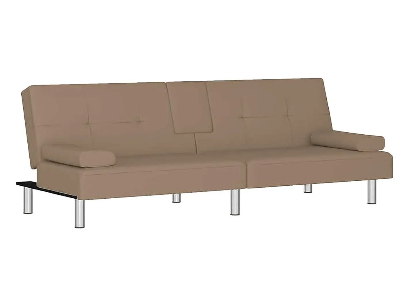 vidaxl Sofá*Sofá-cama c/ suporte para copos couro artificial cor cappuccino Castanho