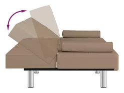 vidaxl Sofá*Sofá-cama c/ suporte para copos couro artificial cor cappuccino Castanho