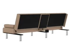 vidaxl Sofá*Sofá-cama c/ suporte para copos couro artificial cor cappuccino Castanho